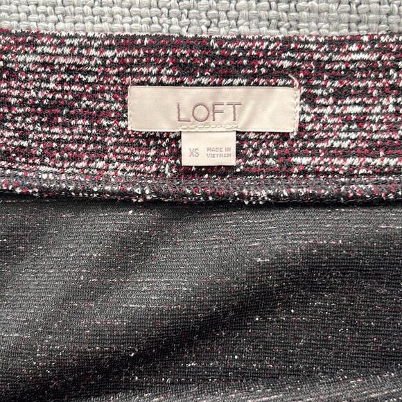 Ann Taylor Loft Skirt Womens XS Pink Black Ruffle Tweed - Picture 4 of 6